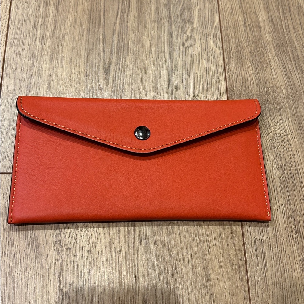 NWOT orange leather wallet - Picture 1 of 4